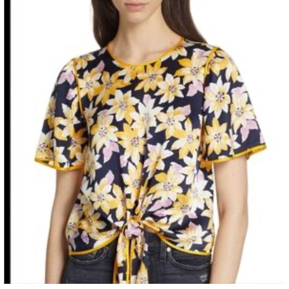 CINQ A SEPT Kristi Floral Silk Crop Top Blouse Size Small Xx1363